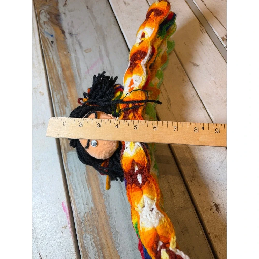 Vintage Lot of (4) Handmade Yarn Doll & Braided Folk Art Crochet Hanger Covers